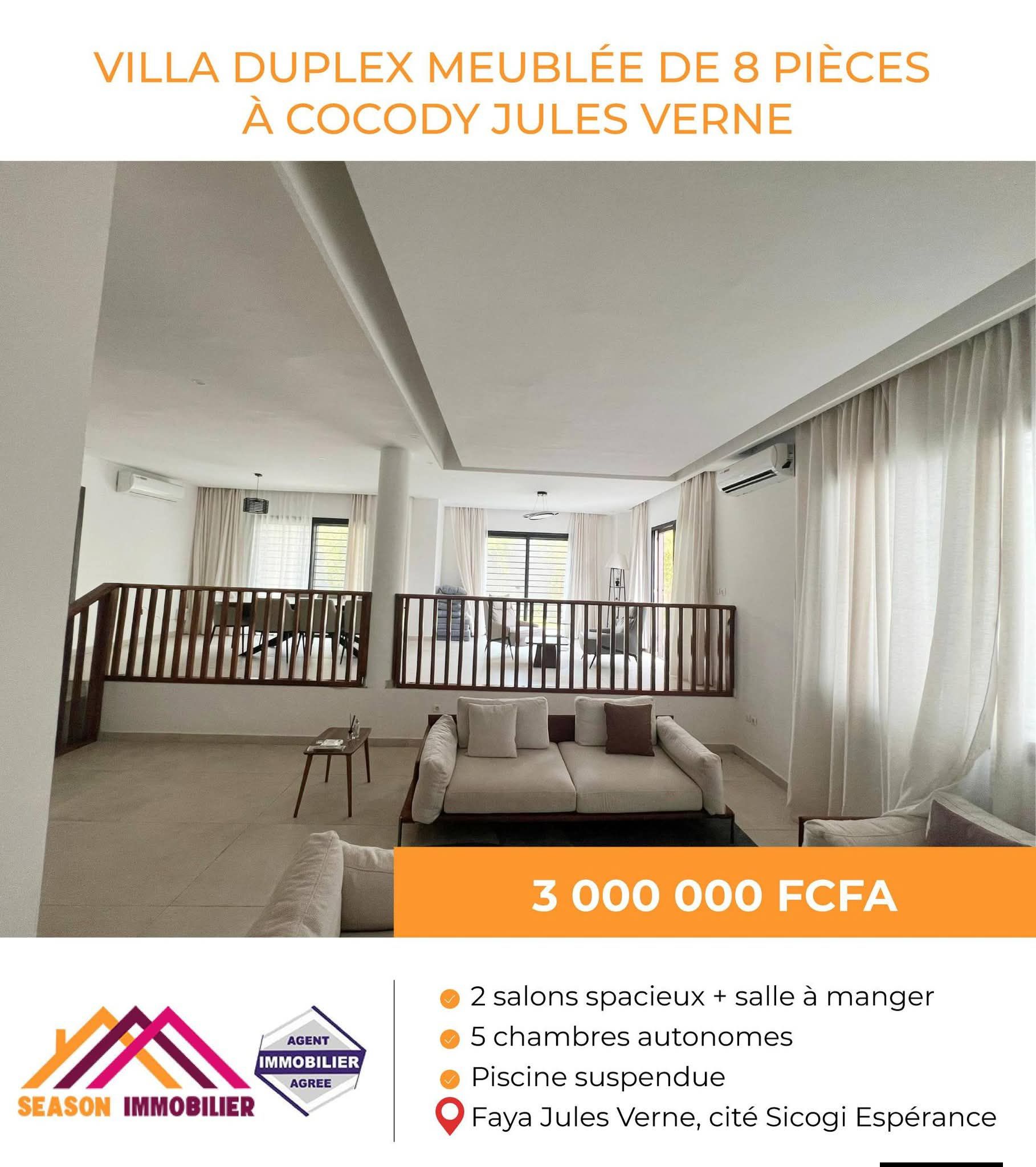 VILLA DUPLEX MEUBLÉE 7 PIÈCES EN LOCATION